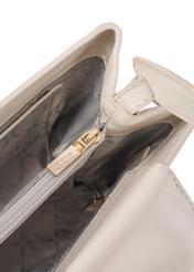 Cream leather trunk bag TORES-1270-0B(W26), product view inside on white background.
