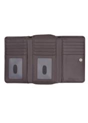 Large dark brown leather women's wallet PORES-0801R-1I(Z26), product view inside on white background.