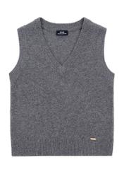 Women's wool vest in gray color SWEDT-0253-91(Z25), product view from the front on a white background.