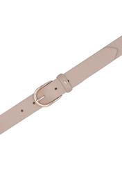 Beige leather women's belt PASDS-0345-1B(Z26), top view of the product on a white background.
