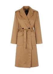 Women's honey colored coat with belt KURDT-0357-81(W22)-05