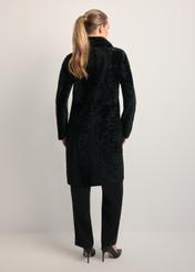Women's sheepskin coat with snap closure KOZDS-0056-1180(Z25), back view of the product on the model. Full body visible.