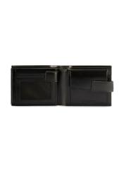 Men's leather black wallet PORMS-0657-99(Z25), product view from the inside on a white background.