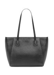 Black women's shopper bag TOREC-1162-99(W26), product view from the front on a white background.