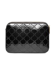 Black patent leather women's messenger bag TOREC-0205F-97(Z25), product view from the back on a white background.