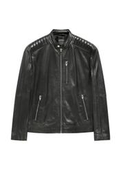 Men's leather jacket with stand-up collar KURMS-0191A-99(KS)