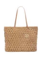 Straw shopper bag TOREC-1218-1E(W26) - front product view, on white background.