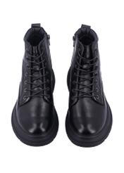 Black men's leather ankle boots BUTYM-0570-99(Z26), front product view on white background.