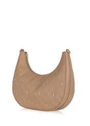 Beige imitation leather hobo handbag TOREC-0877-81(W24)-02