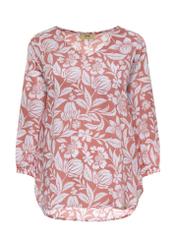 Pink women's blouse with a flower motif BLUDT-0183-34(Z24) 04