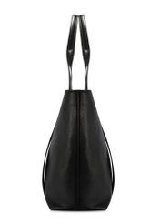 Black elegant women's shopper bag TORES-1200-99(Z25), product view from the side on a white background.