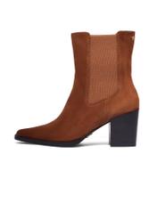 Light brown suede Chelsea boots with a block heel BUTYD-1352-1G(Z26), side view of the product on a white background.