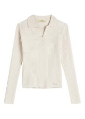 Beige women's wool sweater SWEDT-0259-1B(W26) - front product view, on white background.