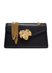 Leather black women's handbag with decorative element TORES-1394-99(Z26) - front product view, on a white background.