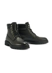 Black men's leather ankle boots BUTYM-0504-99(Z25), diagonal view of the product on a white background.