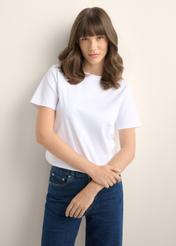 Women's white cotton T-shirt TSHDT-0165-0A(Z26)