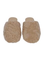 Beige women's wool slippers BUTYD-1318-1B(Z26), front view of the product on a white background.