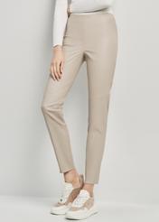 Beige leather leggings for women SPODS-0030-1379(W24)-01