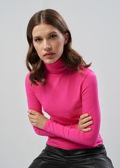 Pink women's longsleeve blouse with turtleneck LSLDT-0040-31(Z23)-01