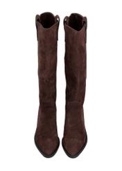 Women's dark brown suede boots BUTYD-1332-1I(Z26), front view of the product on a white background.