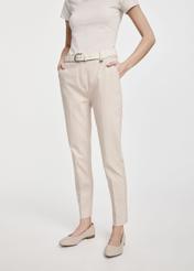 Beige women's pleated trousers SPODT-0090-82(W25)-01