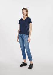 Navy blue women's v-neck t-shirt TSHDT-0118-69(W25)-03