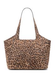 Large women's handbag with leopard print TORES-1169-86(Z25), front product view on white background.