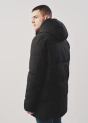 Men's long black jacket with hood KURMT-0274-99(Z23)-03