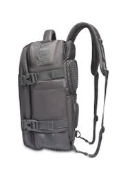 Graphite airplane backpack PLCMN-0017-9D(Z26), side view of the product on a light background.