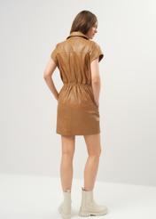 Leather waist dress in camel color SUKDS-0049-1336(Z23)-04