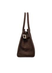Dark brown leather shopper bag TORES-1412-1H(Z26). Side view on a white background.