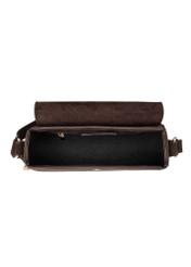 Brown suede small women's handbag TORES-1405-1I(Z26). Top view on white background.