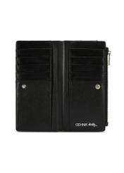 Black quilted women's wallet POREC-0424-99(Z25), product view from the inside on a white background.