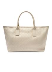 Cream women's handbag with braid TOREC-1212-0B(W26) - product view from the back, on a white background.
