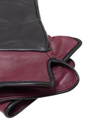 Black and burgundy women's leather gloves REKDS-0094-99(Z25) - close-up detail, on white background.