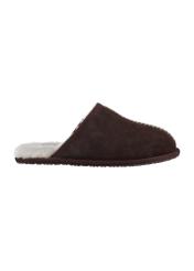 Men's dark brown suede slippers BUTYM-0552-1I(Z26), side view of the product on a white background.