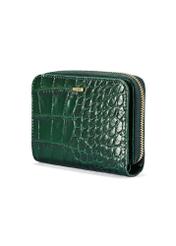 Green croco women's leather wallet TOREC-0952-51(W25) - diagonal product view on white background.