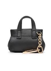 Black leather handbag-shaped keychain BRELOK-0214-99(Z25), back view of the product on a white background.