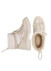 Short beige leather snow boots for women BUTYD-1016-80(Z24)-06