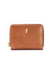 Small women's leather wallet in cognac color PORES-0963-1F(W26), front product view on white background.