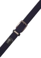 Navy blue braided men's belt PASMT-0004-7E(Z26), view of the product clasp on a white background.