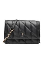 Small quilted women's handbag in black TOREC-1150-99(W26), product view from the front on a white background.