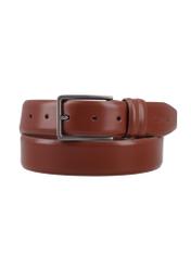 Cognac men's leather belt PASMS-0284-1F(Z26), front product view on white background.