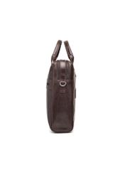 Brown leather men's bag TORMS-0460-89(Z25), product view from the side on a white background.
