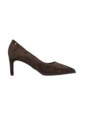 Brown suede women's high heels BUTYD-1325-1I(Z26) - front product view, on white background.