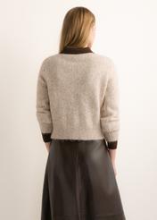 Beige women's wool-blend cardigan KARDT-0074-1J(Z26)