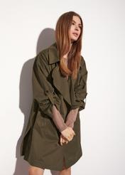 Women's double-breasted green coat KURDT-0445-51(W23)-02