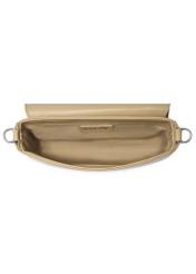 Beige women's shoulder bag TOREC-1262-1B(Z26). Top view open on white background.