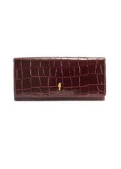 Women's leather burgundy wallet PORES-0889B-49(Z25), product view from the front on a white background.