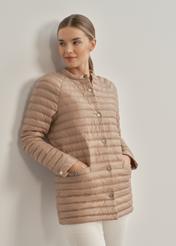 Beige quilted jacket for women KURDT-0428-81(W23)-01